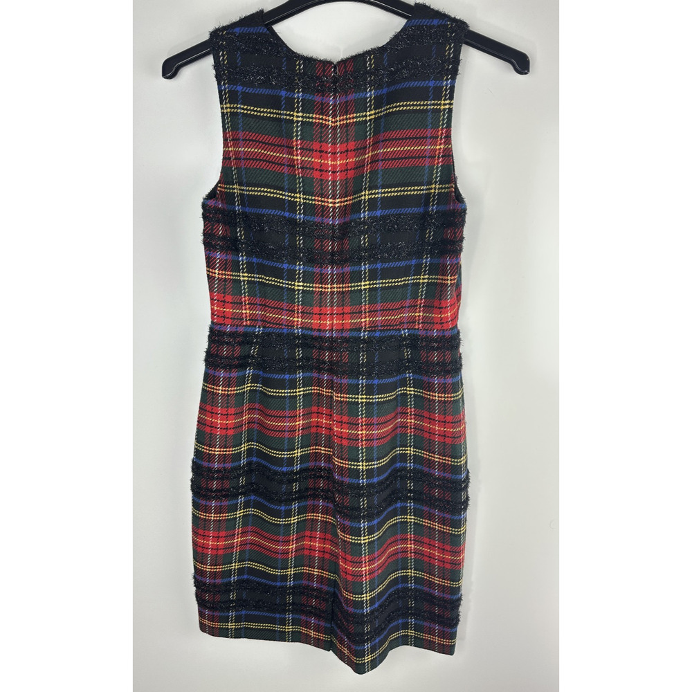 J.Crew Holiday Tartan Sheath Shift Dress Sleeveless Tweed Lace Red Plaid Size 8 - Picture 14 of 16